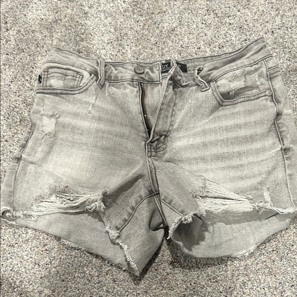 Judy Blue Light Gray Distressed Jean Shorts